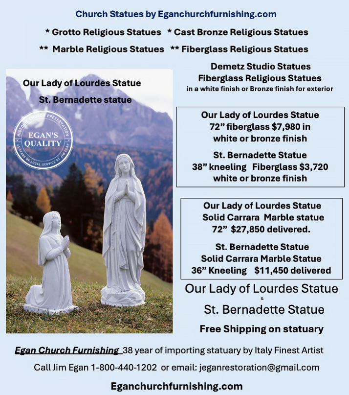 Egan Church Furnishing and Restoration - Our Lady of Lourdes Religious Statue